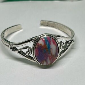 Silver and Multicolor Stone Women's Bracelet